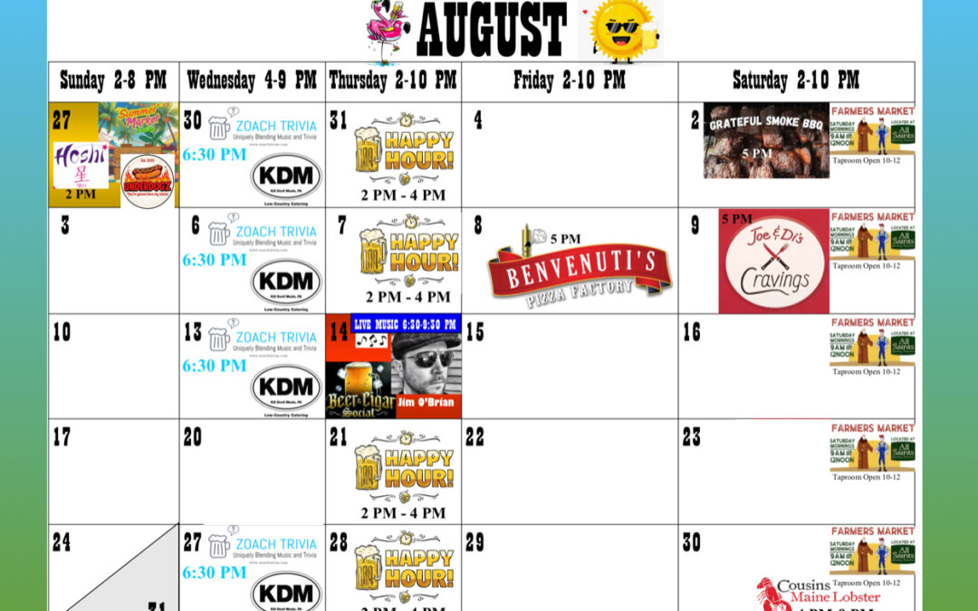 August Event Calendar update