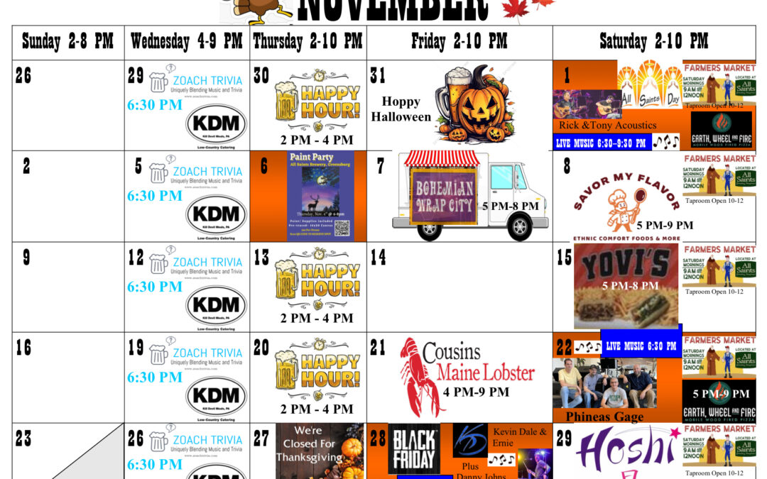November Event calendar