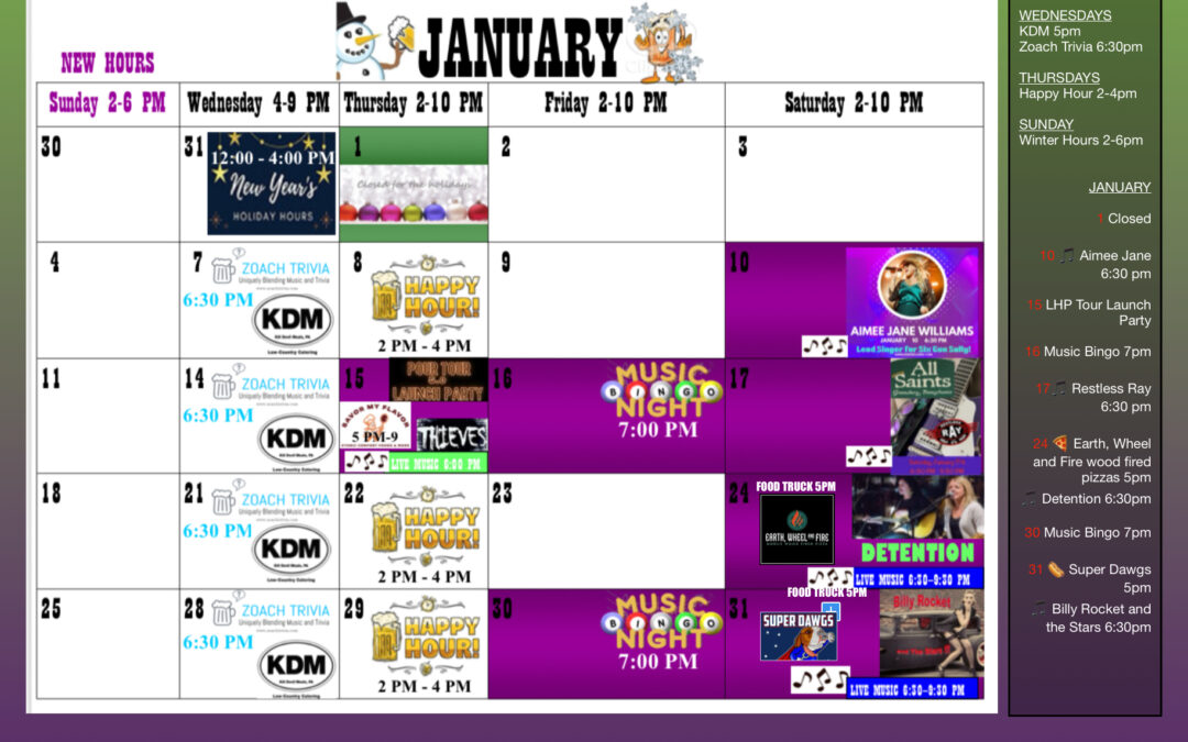 January Events (updated 1/16)